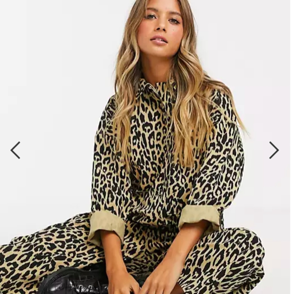 ASOS DESIGN oversized boiler jumpsuit in leopard print